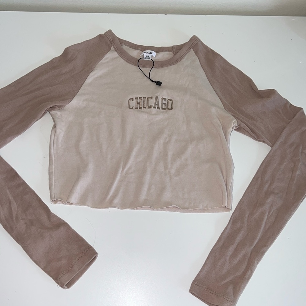 garage chicago long sleeve crop top